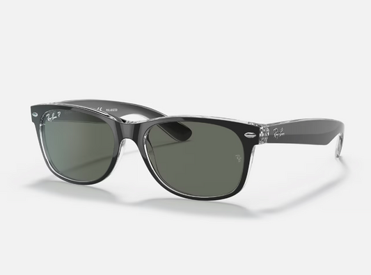 RAYBAN NEW WAYFARER MATTE BLACK WITH TRANSPARENT GREEN LENSES SUNGLASSES