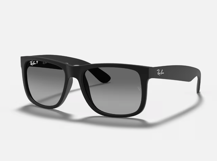 RAYBAN JUSTIN BLACK AND GREY GRADIENT POLARIZED SUNGLASSES