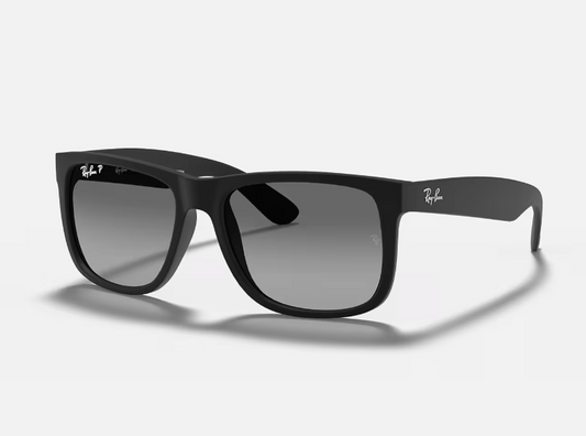 RAYBAN JUSTIN BLACK AND GREY GRADIENT POLARIZED SUNGLASSES
