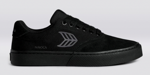 NAIOCA PRO All Black Suede and Canvas Ash Grey Logo Sneaker Women