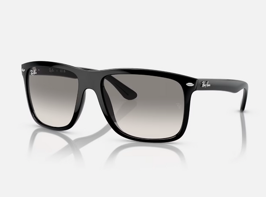 RAYBAN BOYFRIEND TWO 60 MATTE BLACK WITH GREY LENSE SUNGLASSES